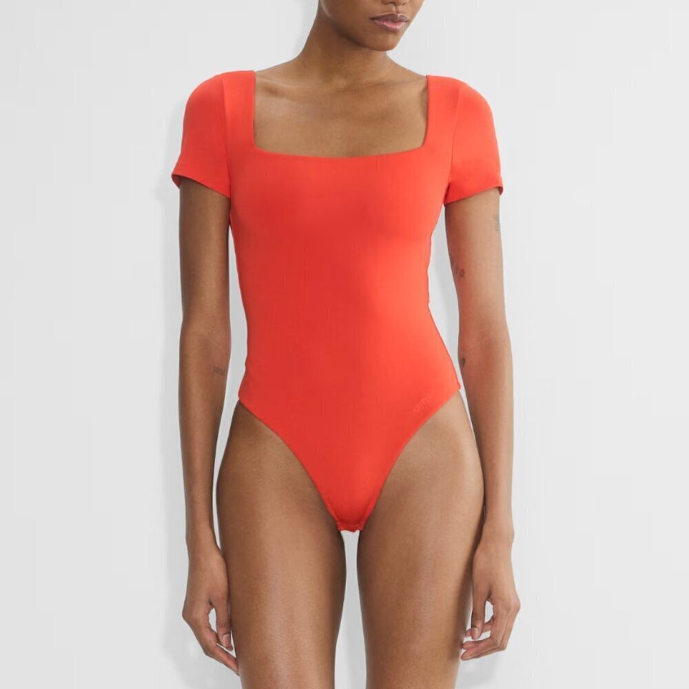 Aritzia Original Contour Squareneck Bodysuit Hot Cheeky Red